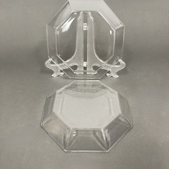Arcoroc France Octime Clear Octagonal Bowls Glass 7 3/4" across Lot of 2 - Picture 4 of 8